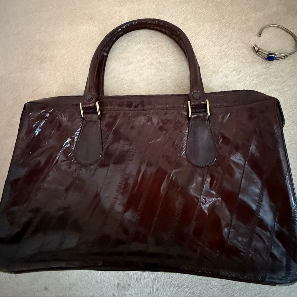 Quiet luxury Brown eel skin vintage Handbag - Picture 8 of 9